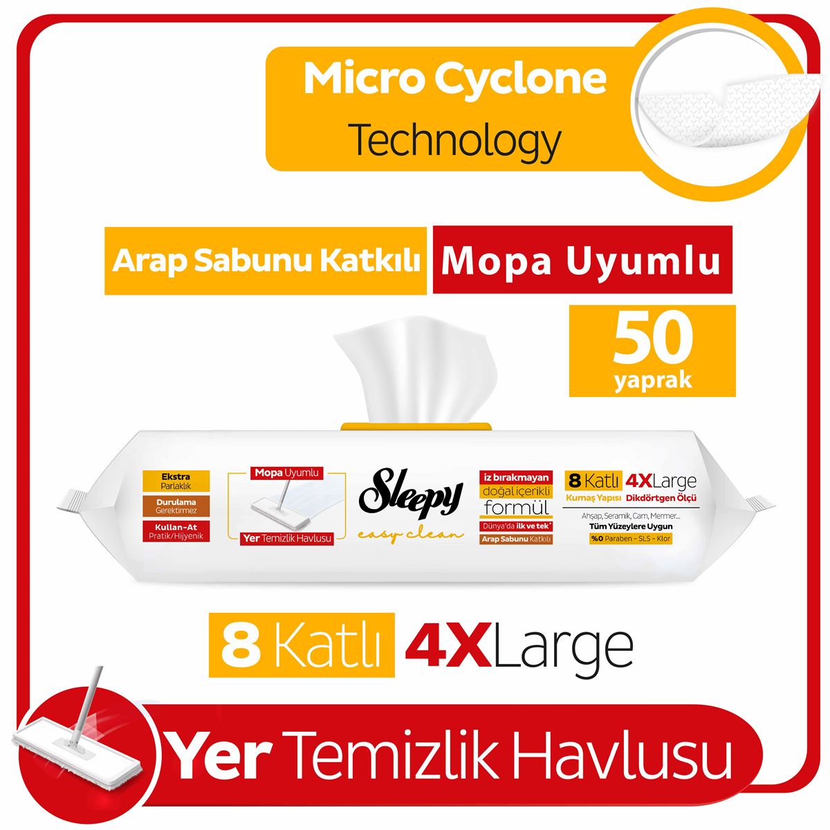 Sleepy Surface Soap Added Mop Compatible Floor Cleaning Towel 4 XL 50 sheets