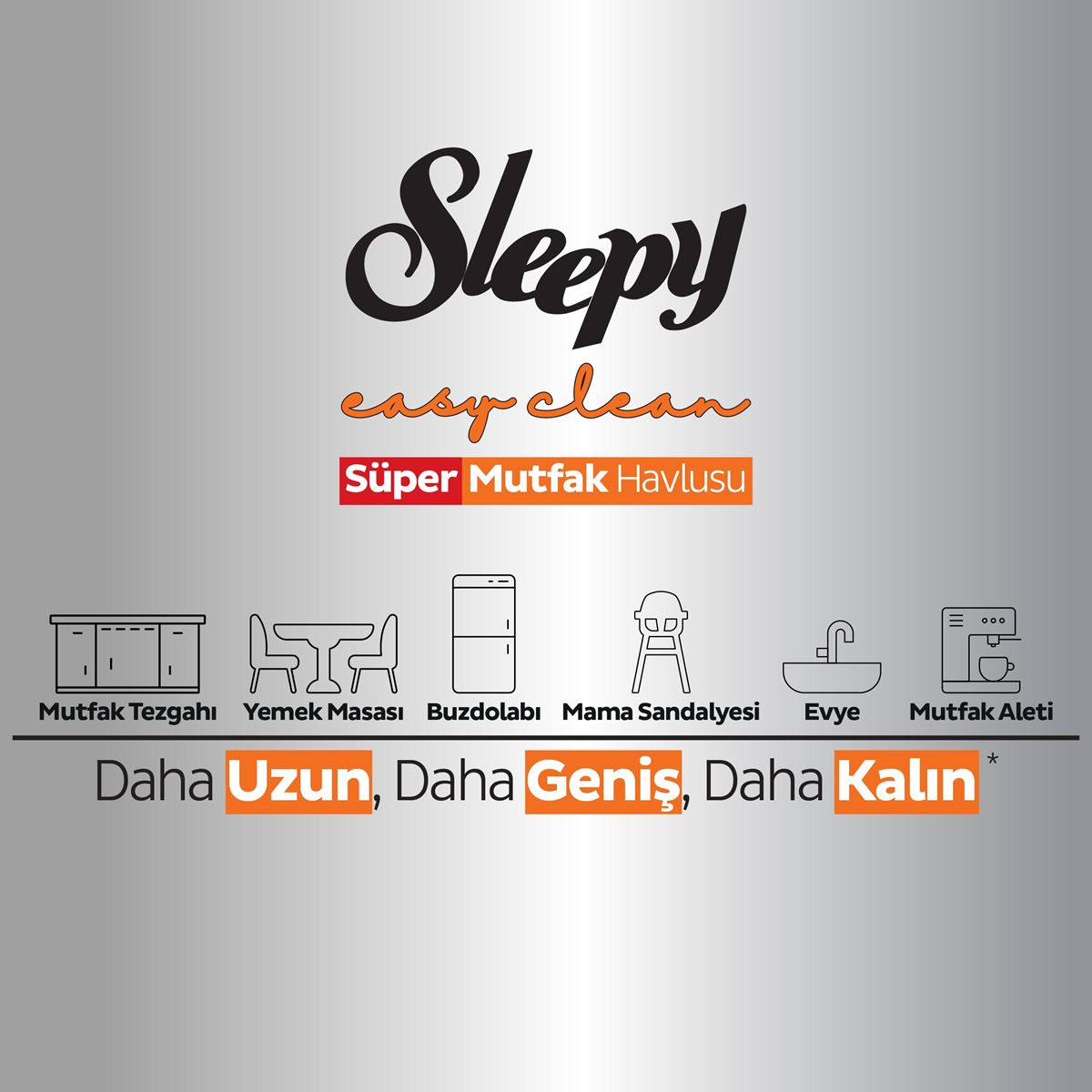 Sleepy Easy Clean Süper Yüzey Temizlik Mutfak Havlusu & Mendili Portakal Yağlı 50 Yaprak
