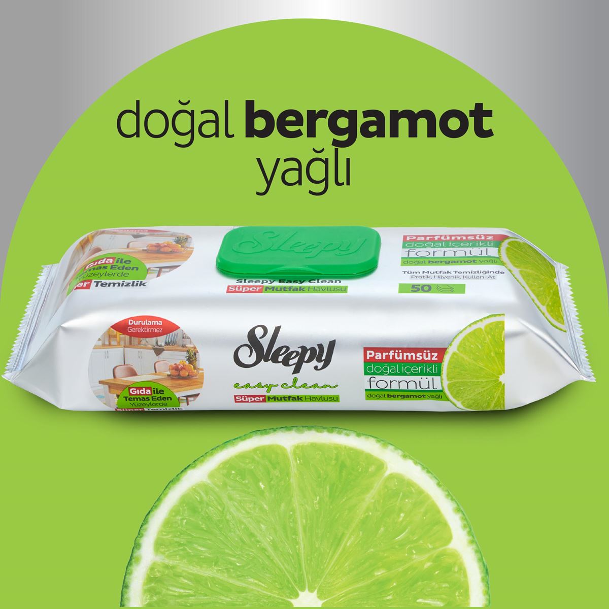 Sleepy Easy Clean Super Surface Kitchen Wipes with Bergamot Oil – 50 Sheets