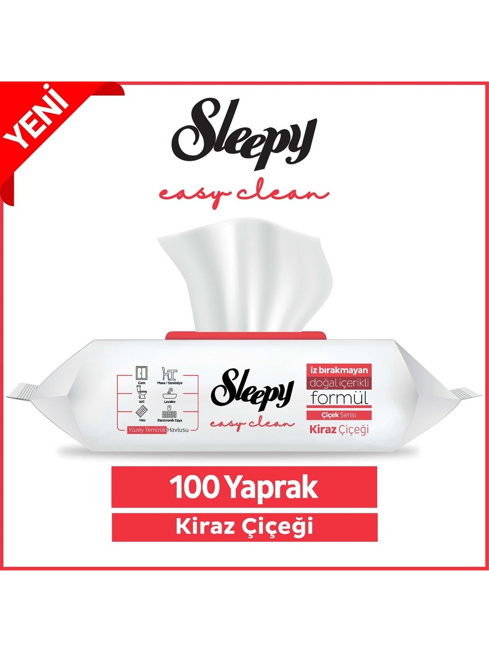 Sleepy Easy Clean Kiraz Çiçeği Islak Yüzey Temizlik Havlusu 100 Yaprak