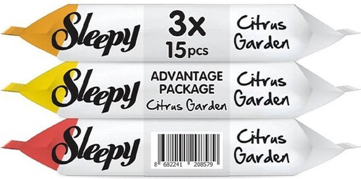 Sleepy Citrus Garden Wet Wipes 3x15 (45 Sheets) – Orange, Lemon and Grapefruit Scented
