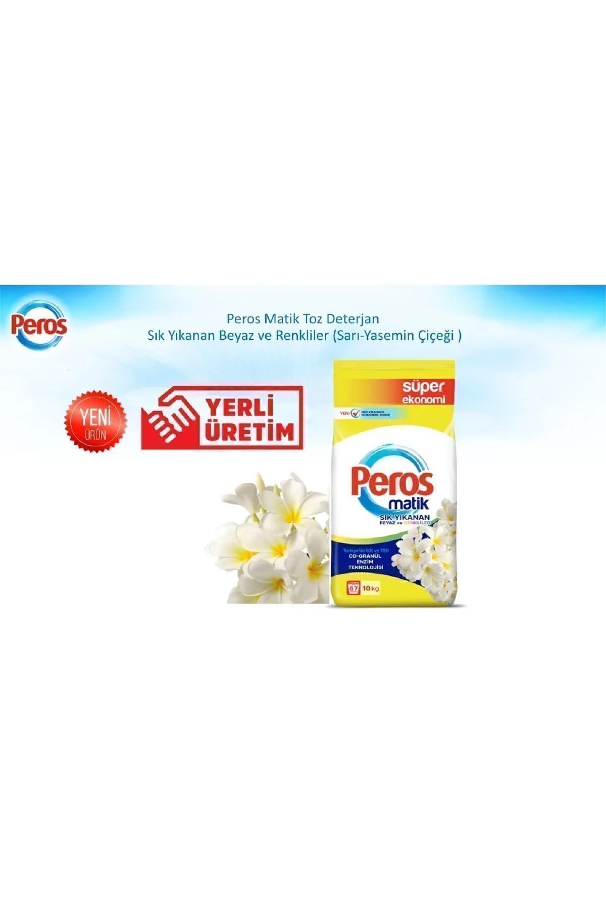 Peros Jasmine Flower Powder Detergent - For Whites and Colors 10 Kg - 67 Washes
