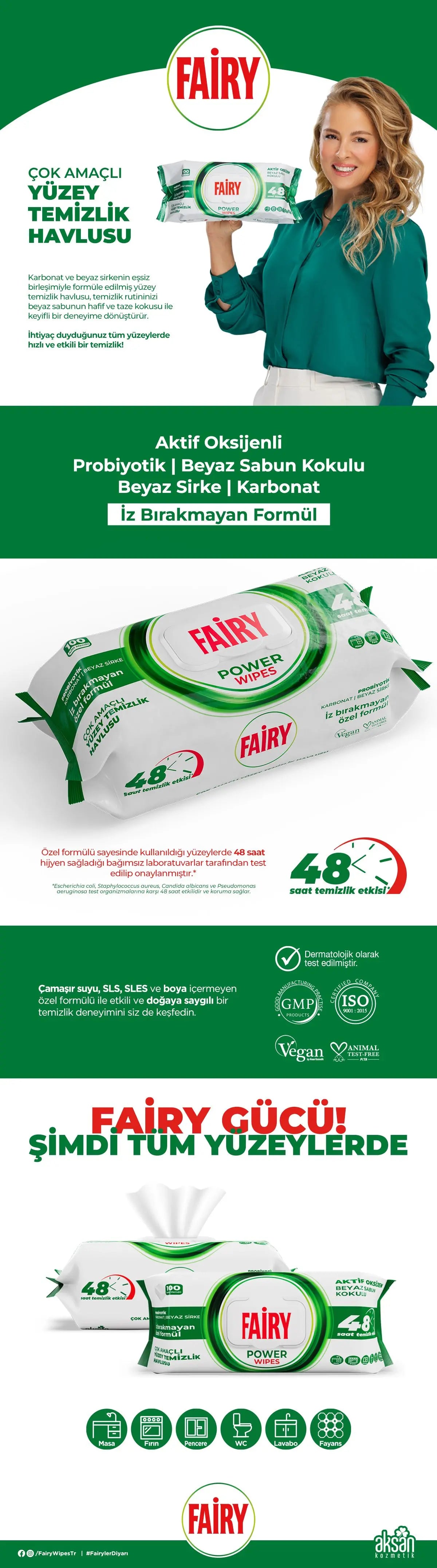 Fairy Multi-Purpose Surface Cleaning Wipes with White Soap, 100 Sheets