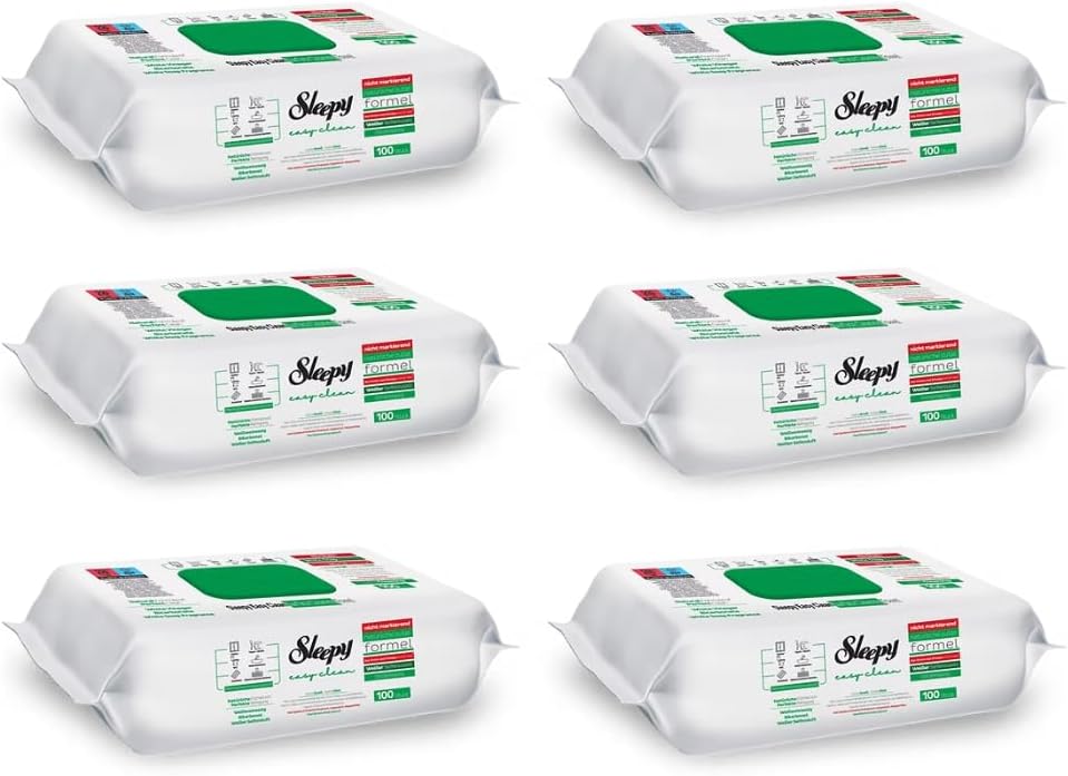 6 x 100 Sleepy Easy Clean White Soap Added Surface Cleaning Towels - Free Shipping