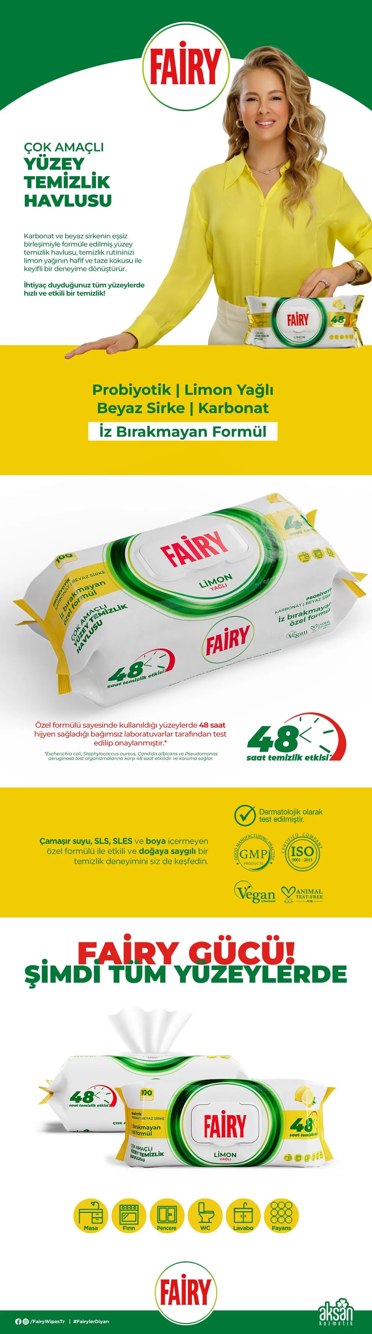 Fairy Multi-Purpose Surface Cleaning Wipes with Lemon Oil 100 Sheets