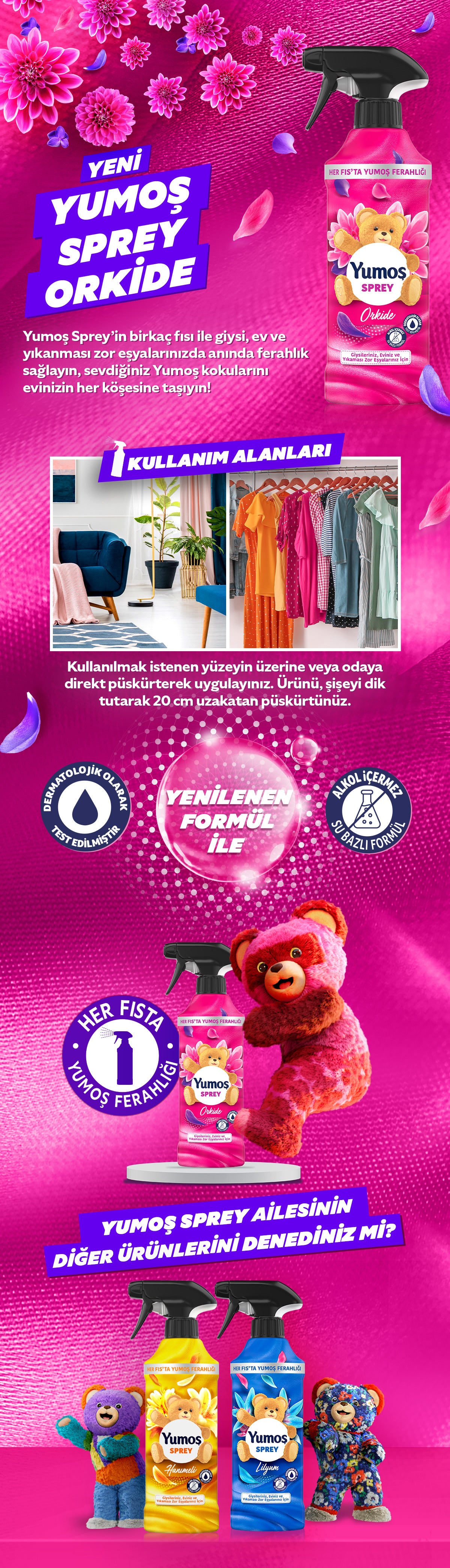 Yumoş Sprey Yıkaması Zor Eşyalar Için Orkide 450 ml