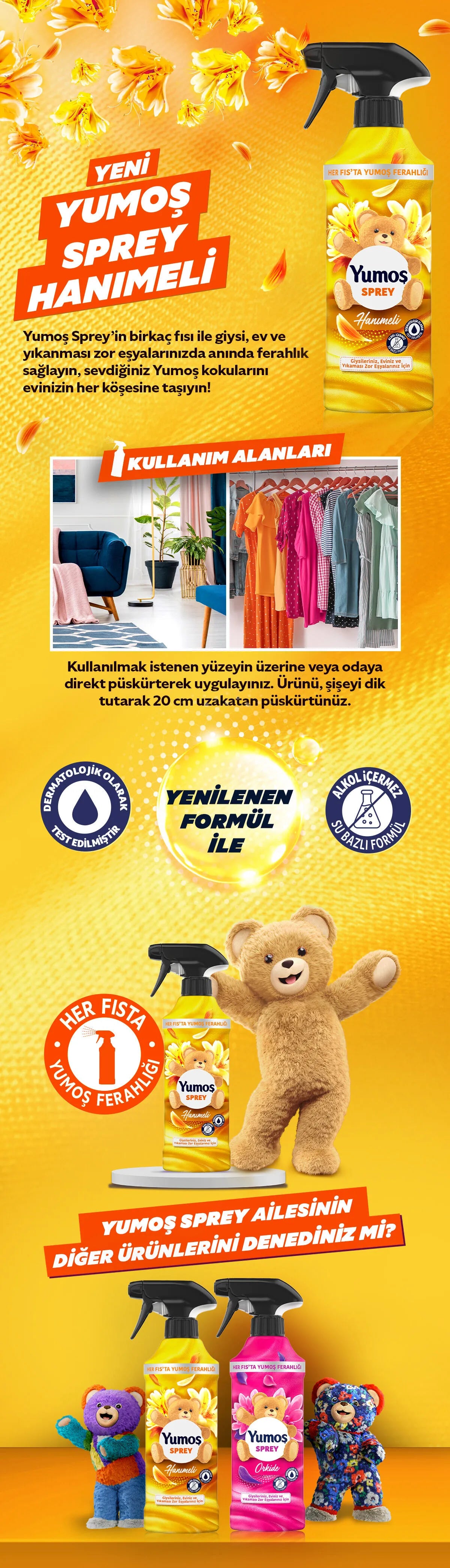 Yumoş Sprey Yıkaması Zor Eşyalar Için Hanımeli 450 ml