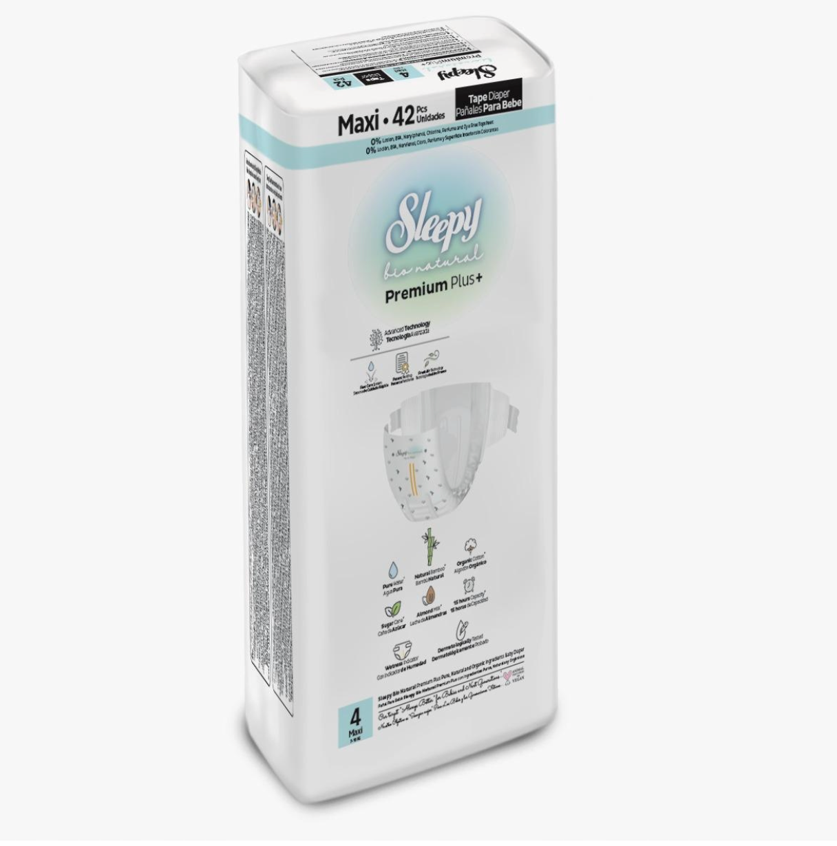 Sleepy Bio Natural Premium Plus Diapers Size 4 (7-14 Kg) 42 Pieces