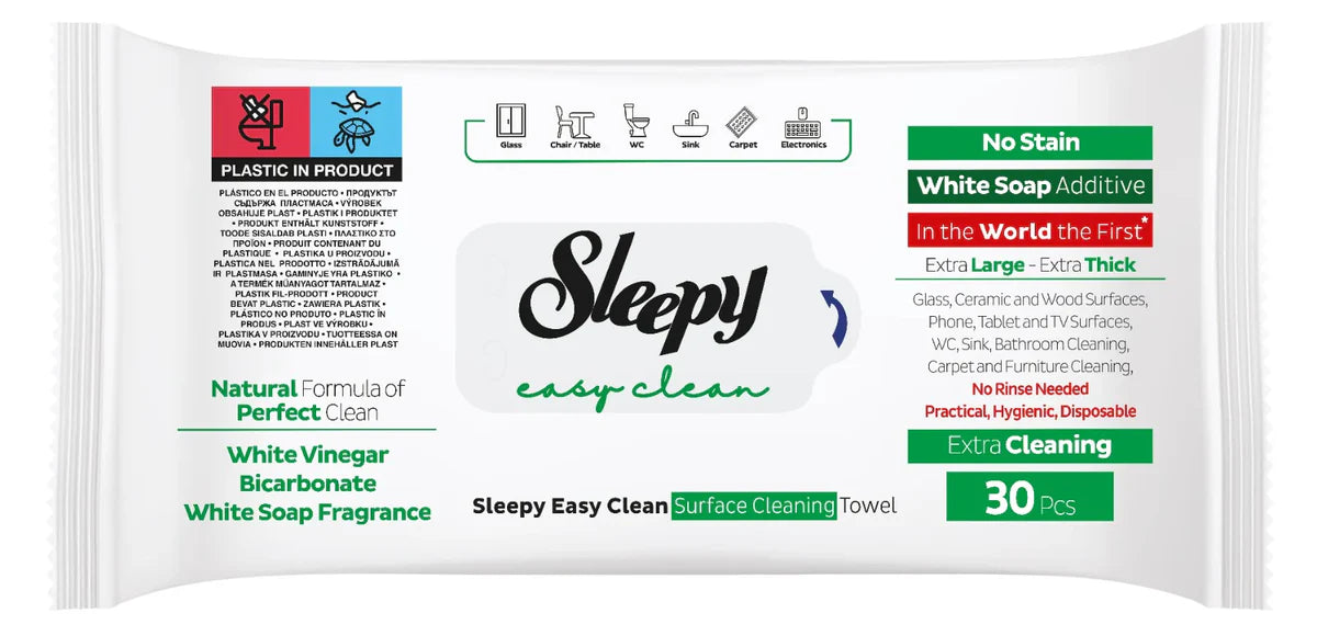 Sleepy Easy Clean Oppervlaktereinigingshanddoek 30 vellen witte zeep