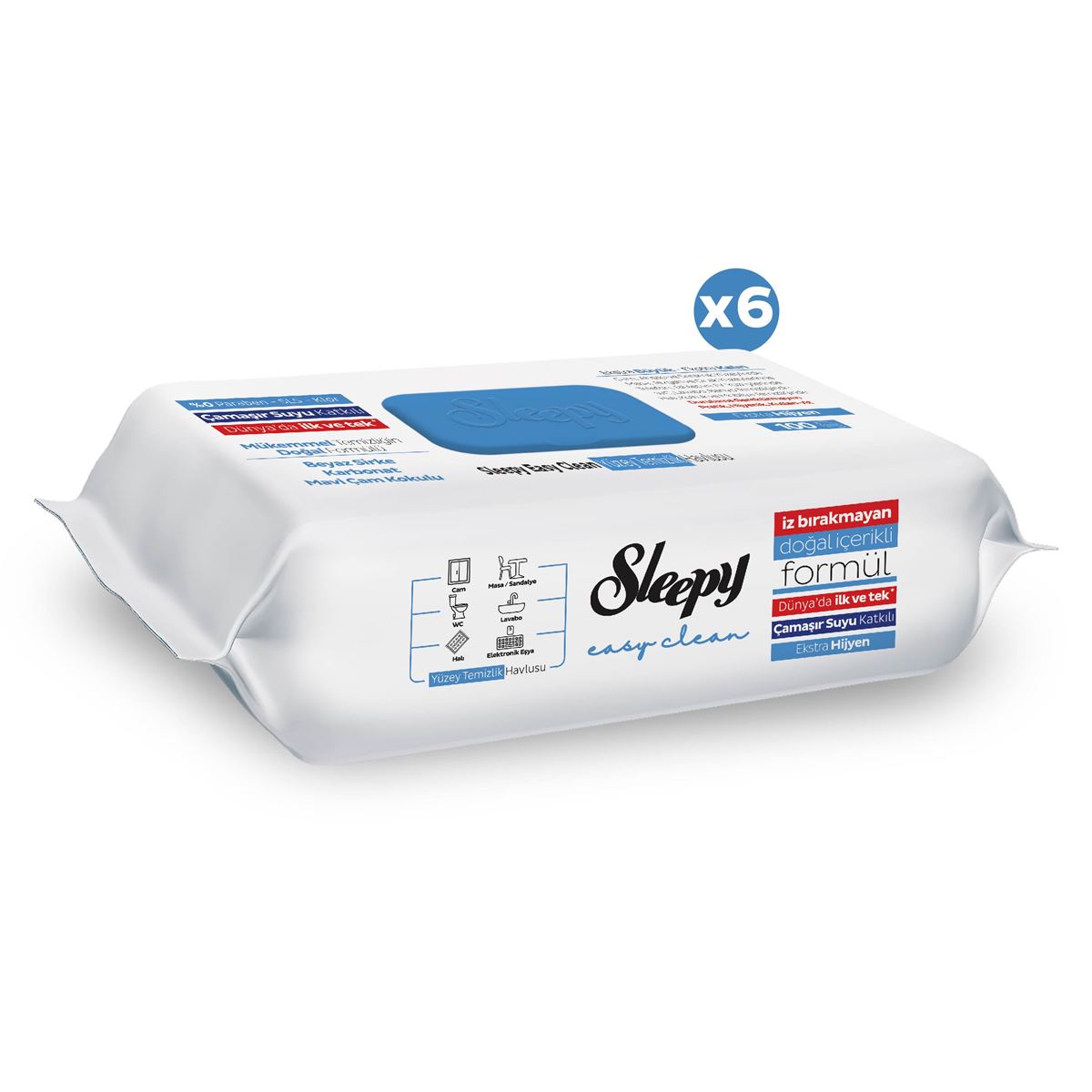 6 x Sleepy Easy Clean Bleach Added Surface Cleaning Towels 100 Sheets - Free Shipping