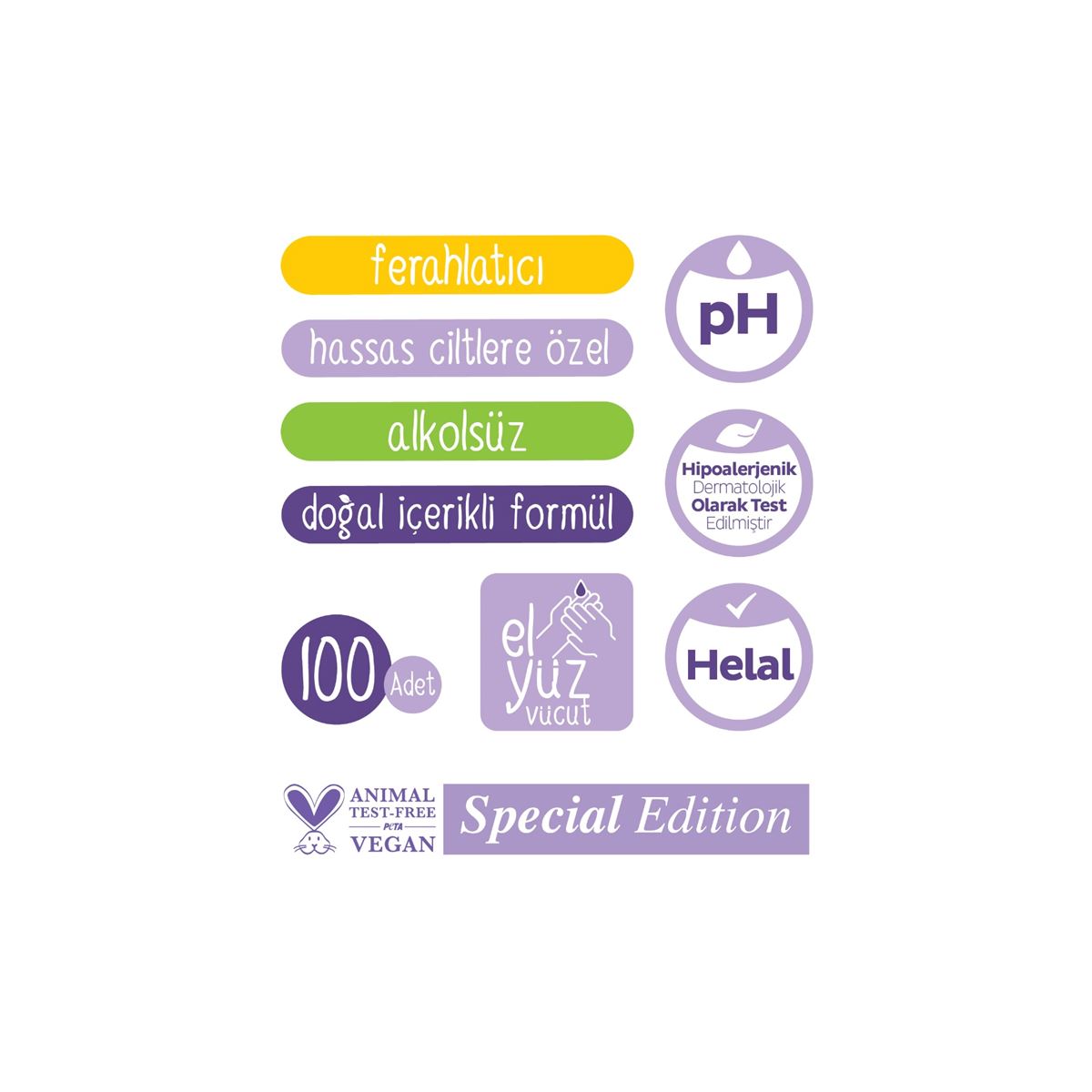 Sleepy Herbal (Lavender) Personal Care Wipes 100 Sheets - Alcohol Free & Halal