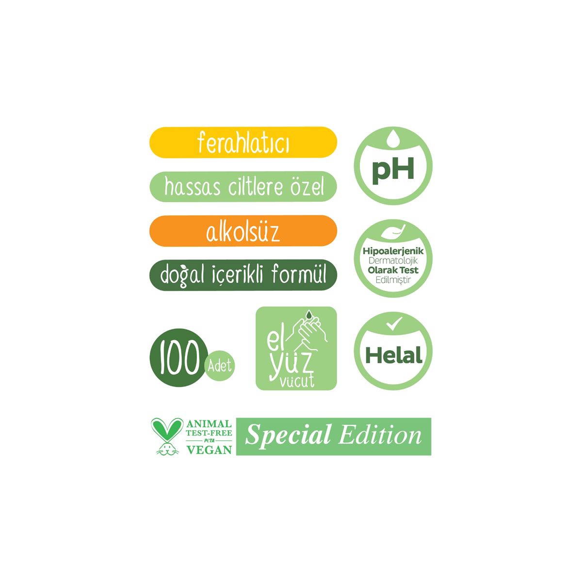 Sleepy Natural (Lemon & Laurel) Personal Care Wipes 100 Sheets - Alcohol Free & Halal