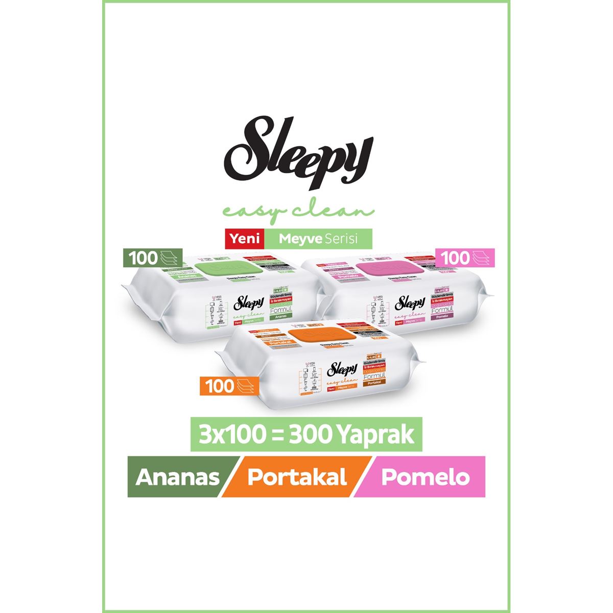 Sleepy Easy Clean Cleaning Wipes Set 12 x 100 – Green, Blue, Yellow, Cherry Blossom, Lily, Bouquet, Orchid, Pine, Ocean, Montain, Pomelo, Orange & Pineapple  – For Kitchen, Bathroom & All Surfaces