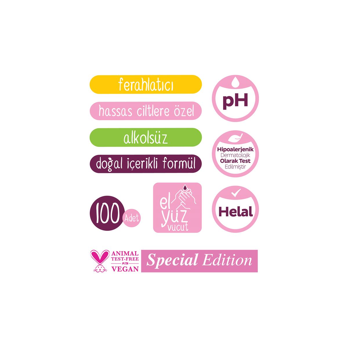 Sleepy Floral (Cherry & Lilium) Personal Care Wipes 100 Sheets - Alcohol Free & Halal