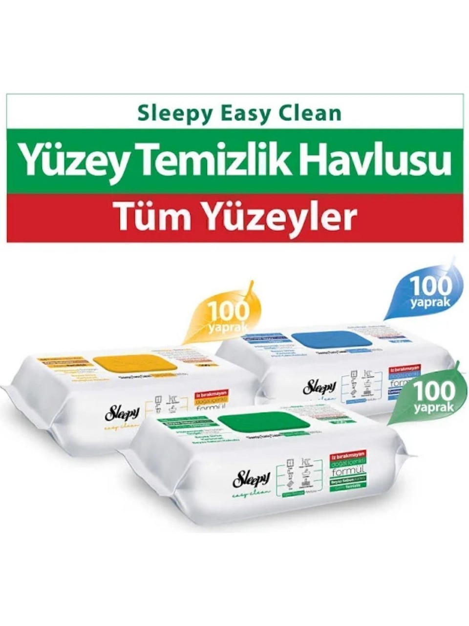 Sleepy Easy Clean Cleaning Wipes Set 12 x 100 – Green, Blue, Yellow, Cherry Blossom, Lily, Bouquet, Orchid, Pine, Ocean, Montain, Pomelo, Orange & Pineapple  – For Kitchen, Bathroom & All Surfaces