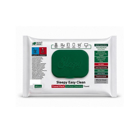 Sleepy Easy Clean Travel Pack Surface Cleaning Wipes with White Soap – 20 Wipes