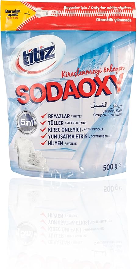 Titiz Sodaoxy Oksijen Takviyeli Beyazlar İçin Çamaşır Sodası - Ekstra Hijyen ve Koruma 500g