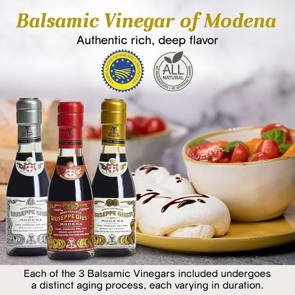 Giusti Balsamic Vinegar of Modena IGP Trio Gift Set – 3 × 100 ml