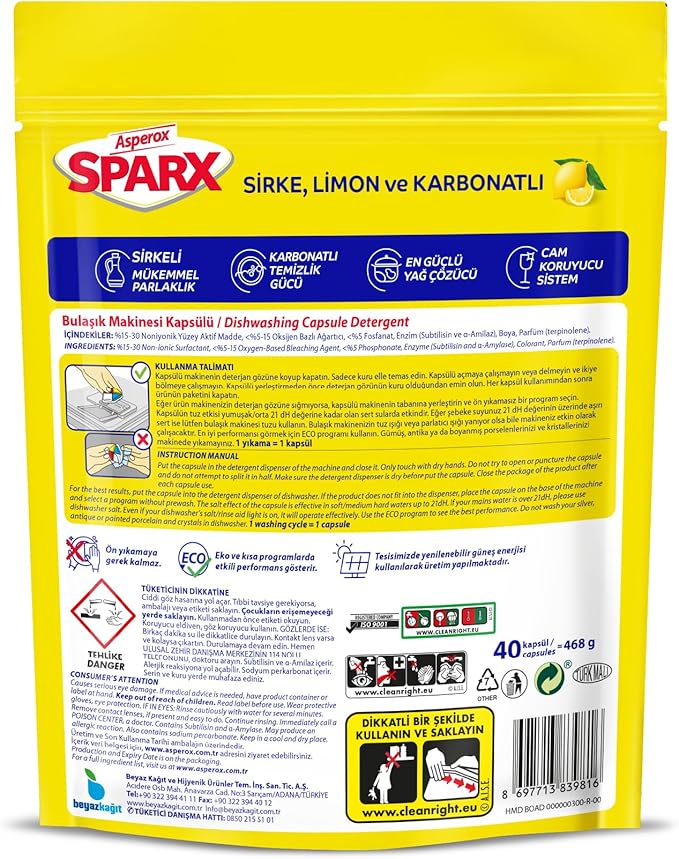 ASPEROX Sparx Diamond Dishwashing 40 Capsules