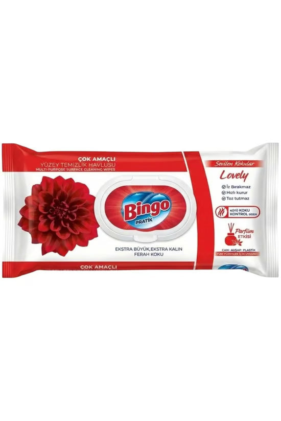 Bingo Clean Lovely 96 surface cleaning wipes with resealable lid