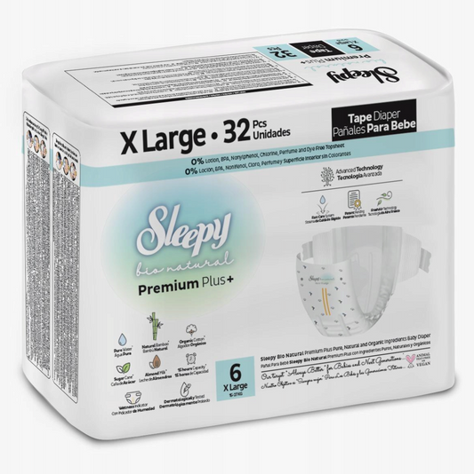 Sleepy Bio Natural Premium Plus Diapers Size 6 XL (15-25 Kg) 32 Pieces