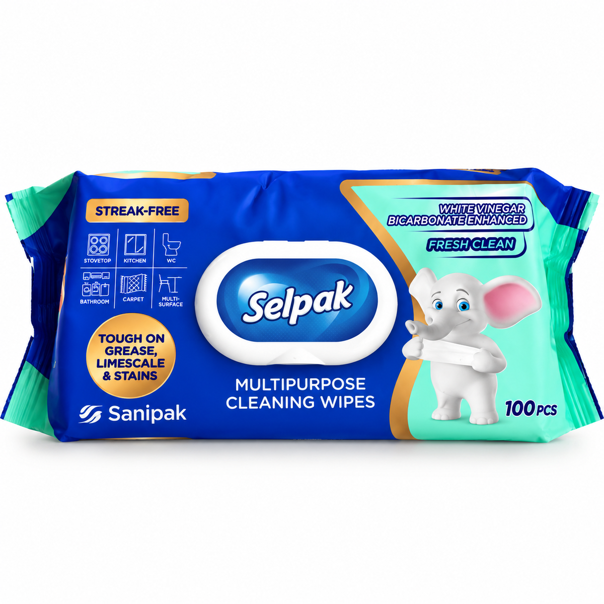 Selpak Multipurpose Cleaning Wipes – White Soap Scented – 100 Sheets