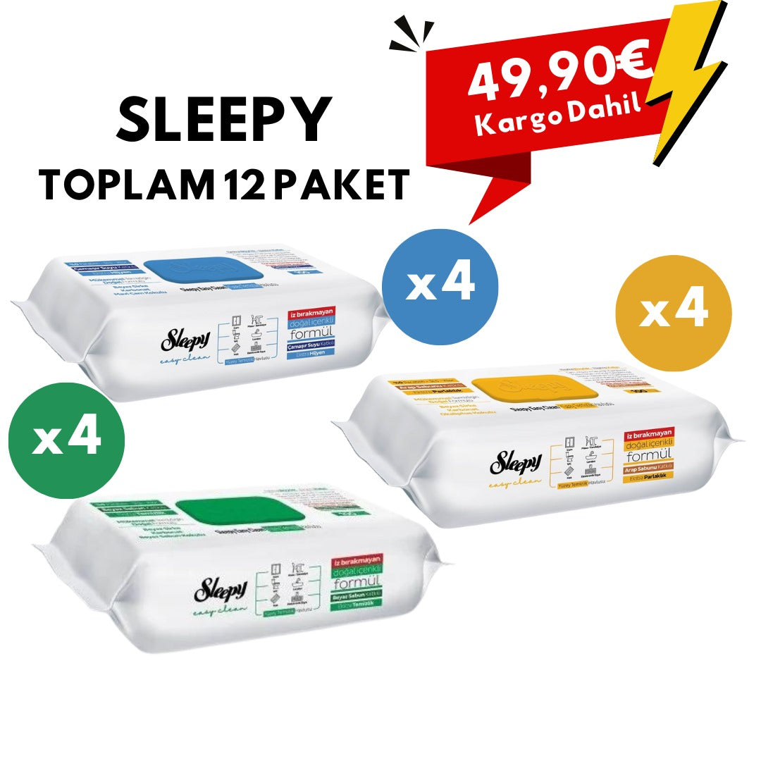 Sleepy Easy Clean Reinigingsdoekjes, 12 stuks, gemengde doos