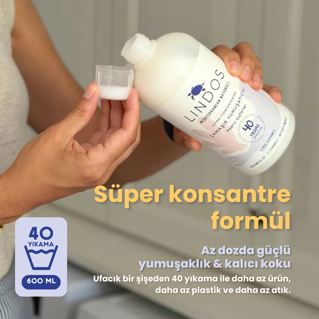 Lindos Naturals Doğal Konsantre Çamaşır Yumuşatıcısı – Sardunya ve Lavanta – 600 ml – 40 Yıkama