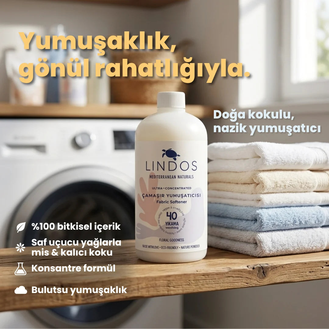 Lindos Naturals Doğal Konsantre Çamaşır Yumuşatıcısı – Sardunya ve Lavanta – 600 ml – 40 Yıkama