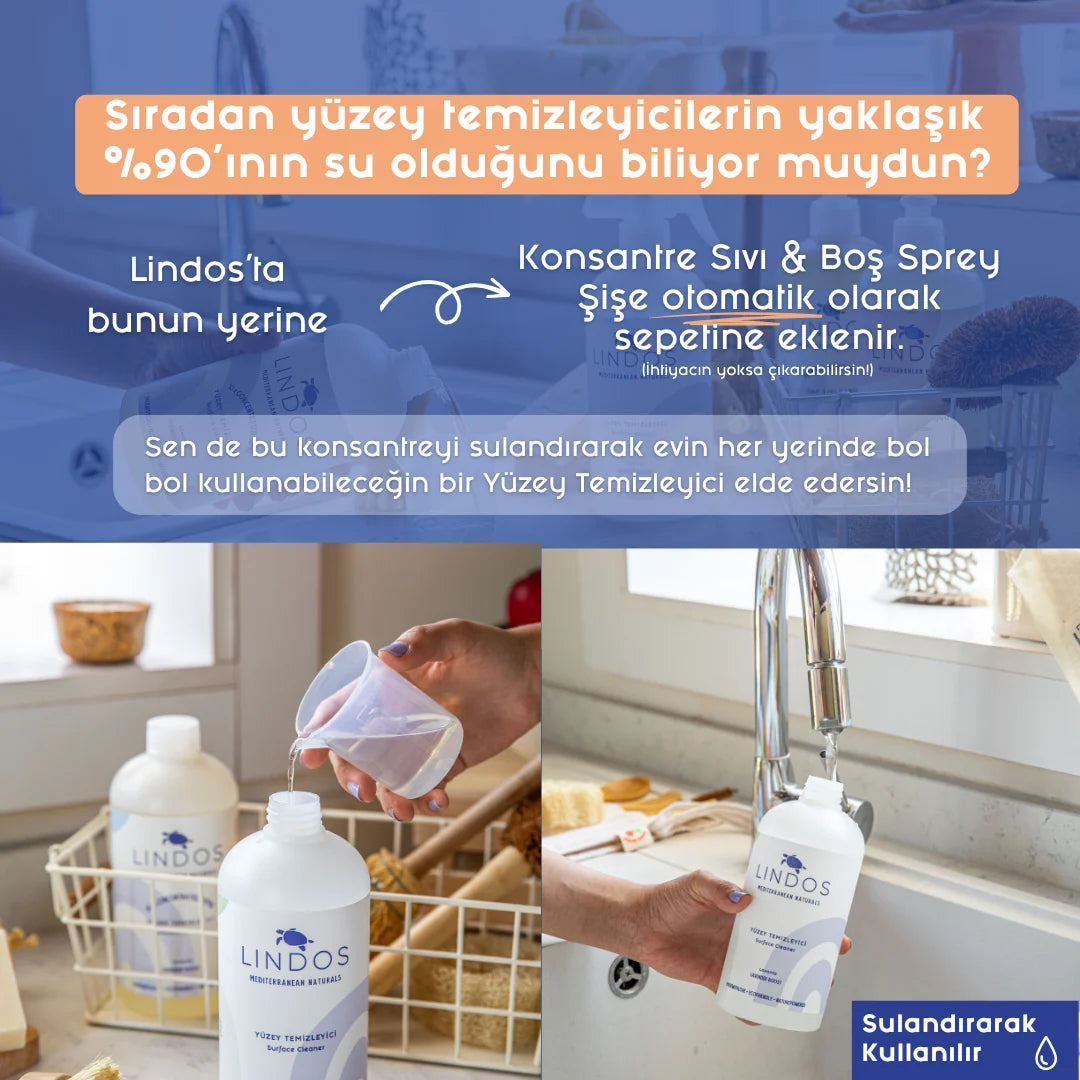 Lindos Naturals Super Concentrated Surface Cleaner – Orange & Bergamot – 600 ml + Spray Bottle