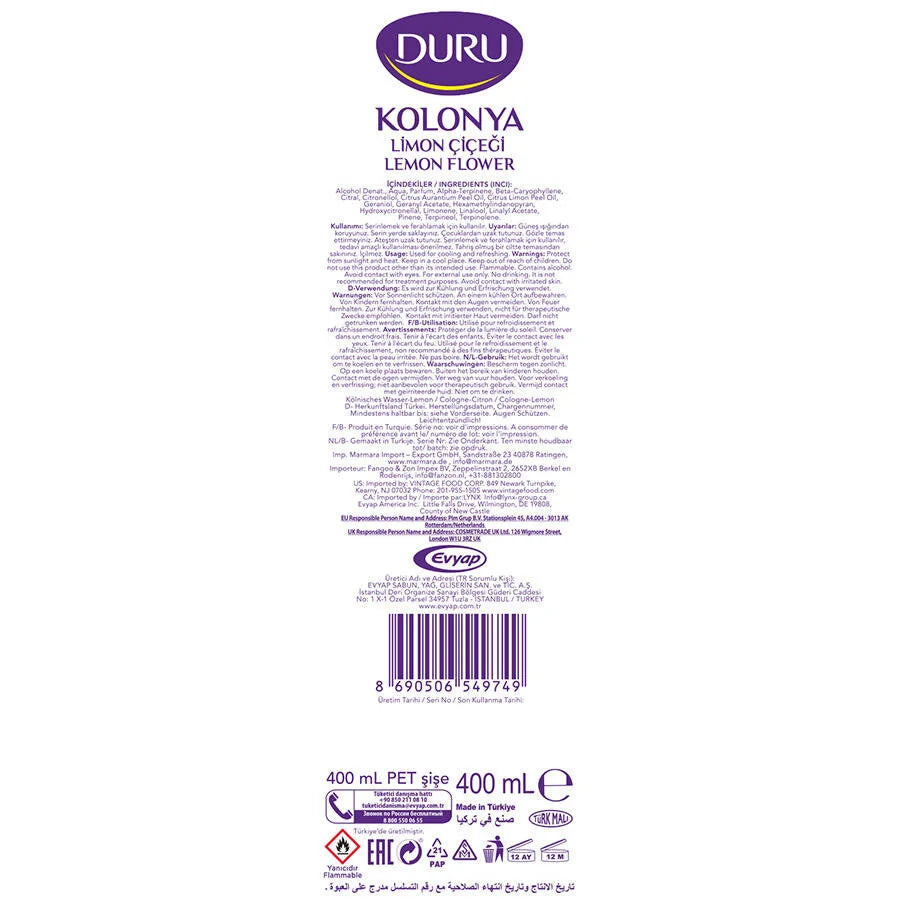 Duru Limonlu Kolonya 400 ml