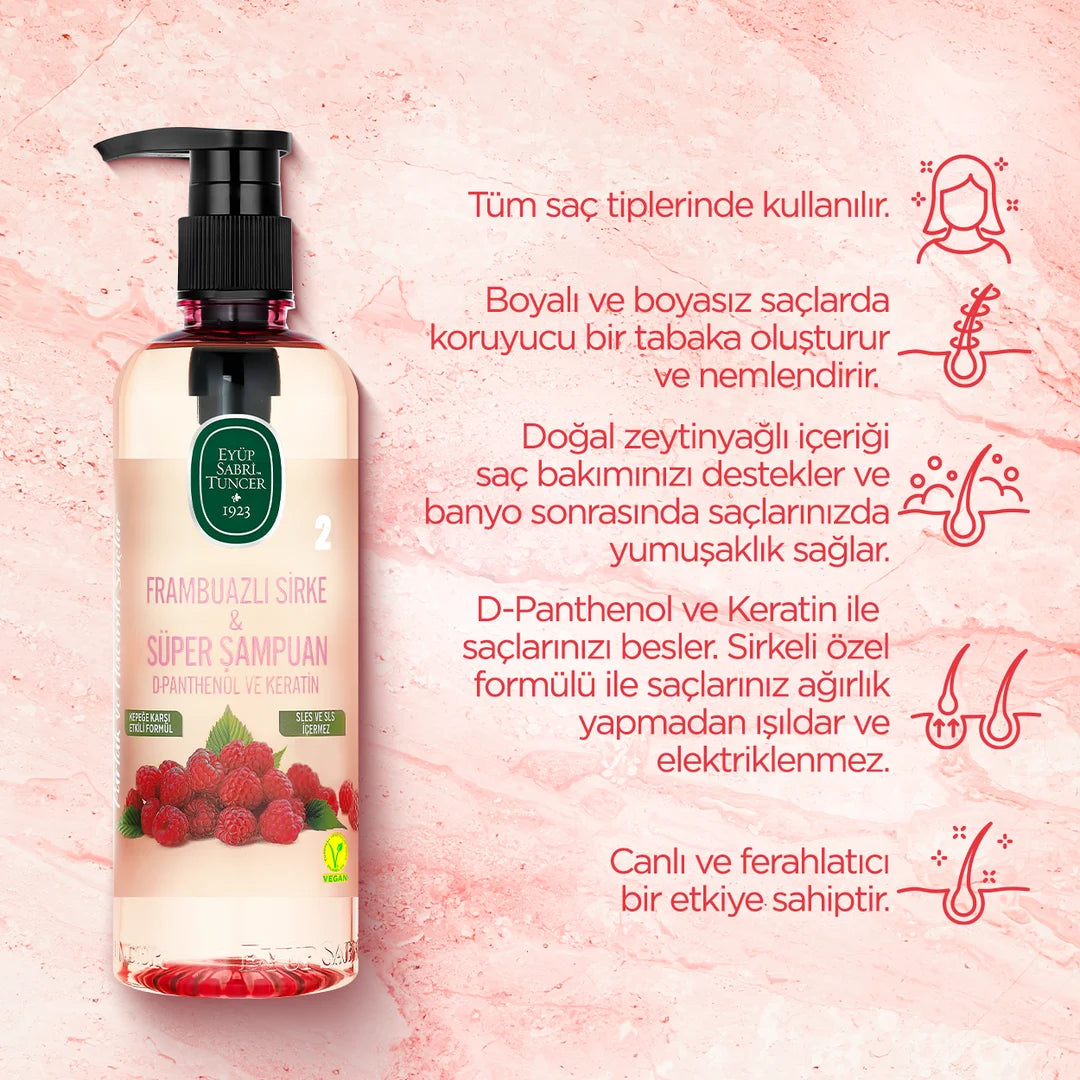 Eyüp Sabri Tuncer Ahududu Sirkesi &amp; Süper Şampuan 500 ml 