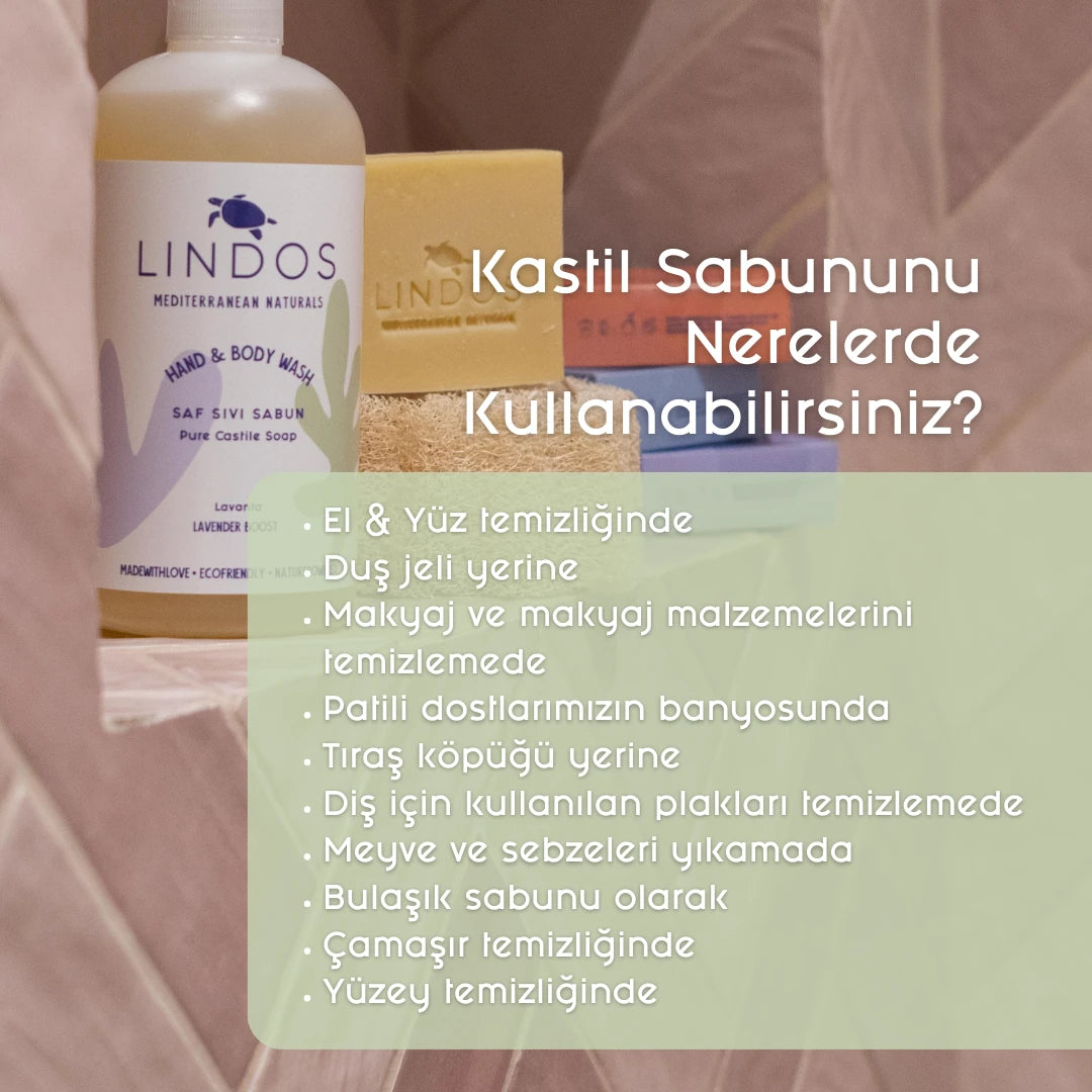 Lindos Naturals Saf Sıvı Kastil Sabunu - Lavanta - 1200 ml Yedek Şişe