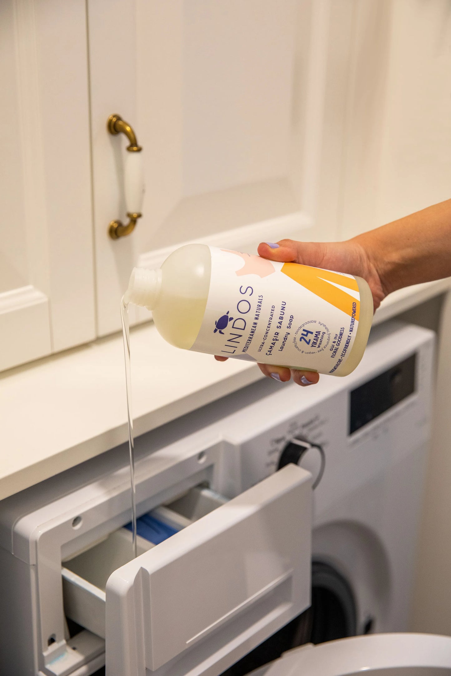 Lindos Naturals Wasmiddel, Kruidenzeep – Roos &amp; Neroli, Navulling 1200 ml