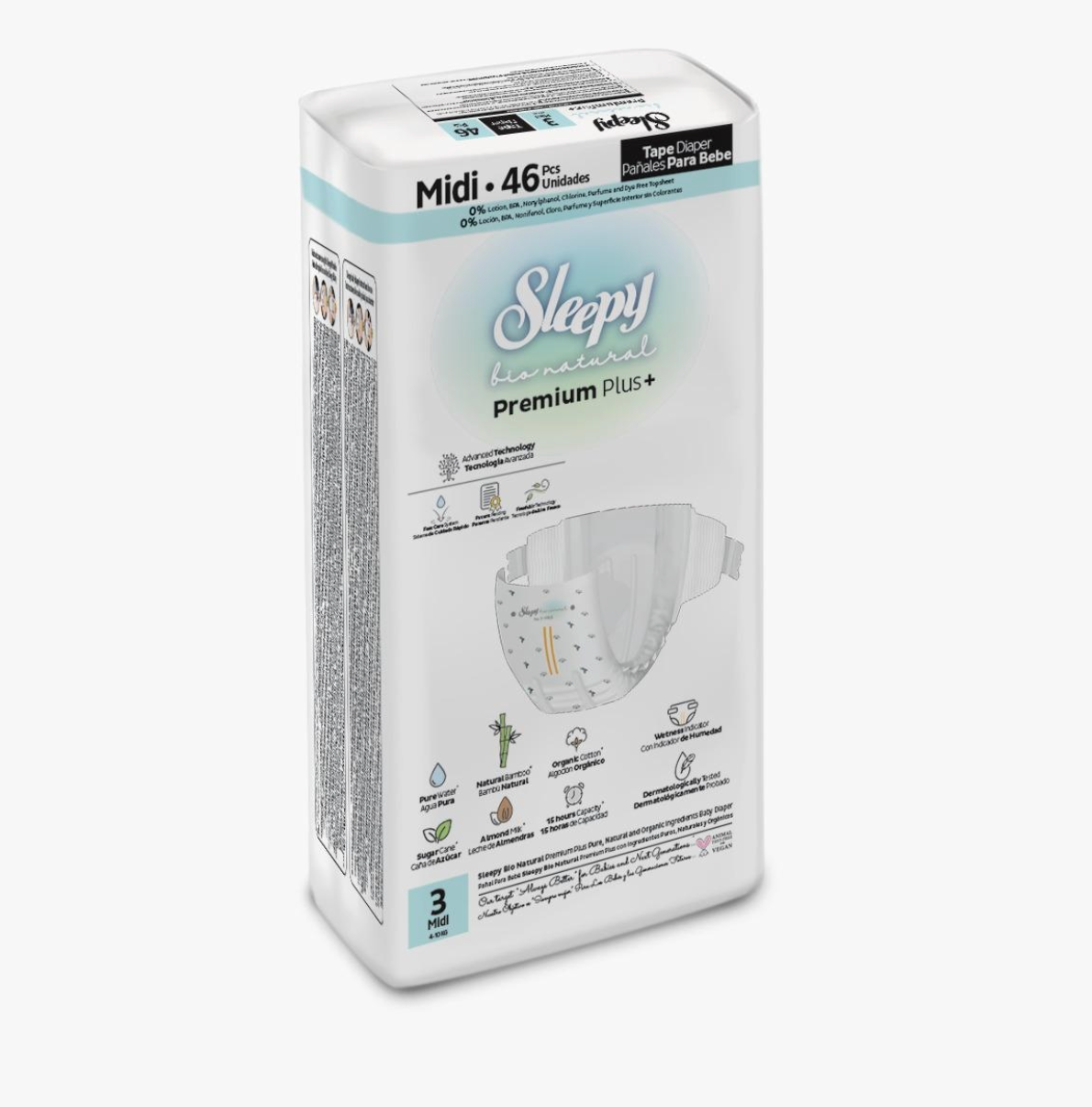 Sleepy Bio Natural Premium Plus Diapers Size 3 (4-10 Kg) 46 Pieces