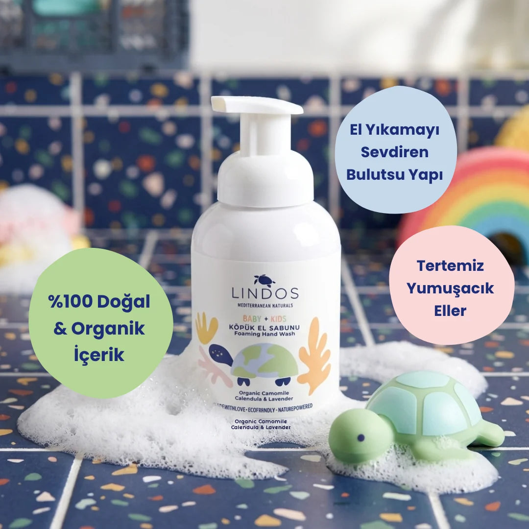 Lindos Naturals Organik Köpüren El Sabunu (Çocuklar için) – Lavanta – 300 ml