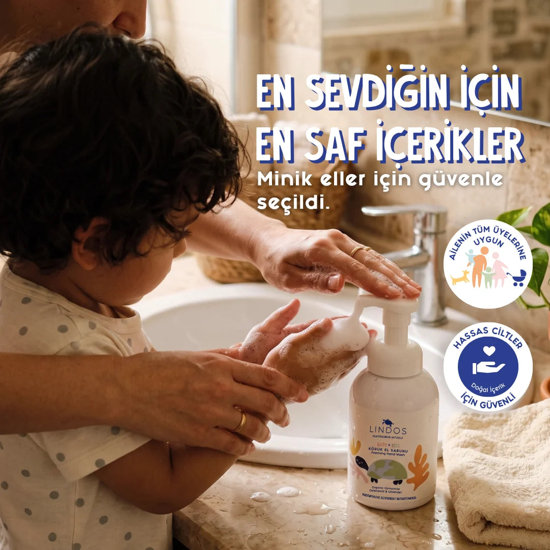 Lindos Naturals Organik Köpüren El Sabunu (Çocuklar için) – Lavanta – 300 ml