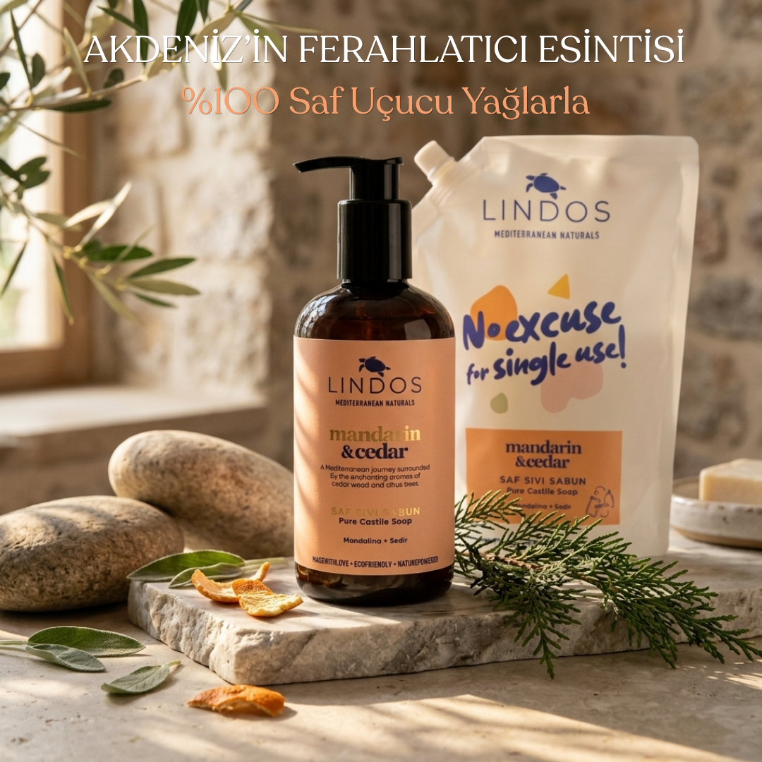 Lindos Naturals Pure Liquid Castile Soap Refill – Mandarin & Cedar – 1200 ml