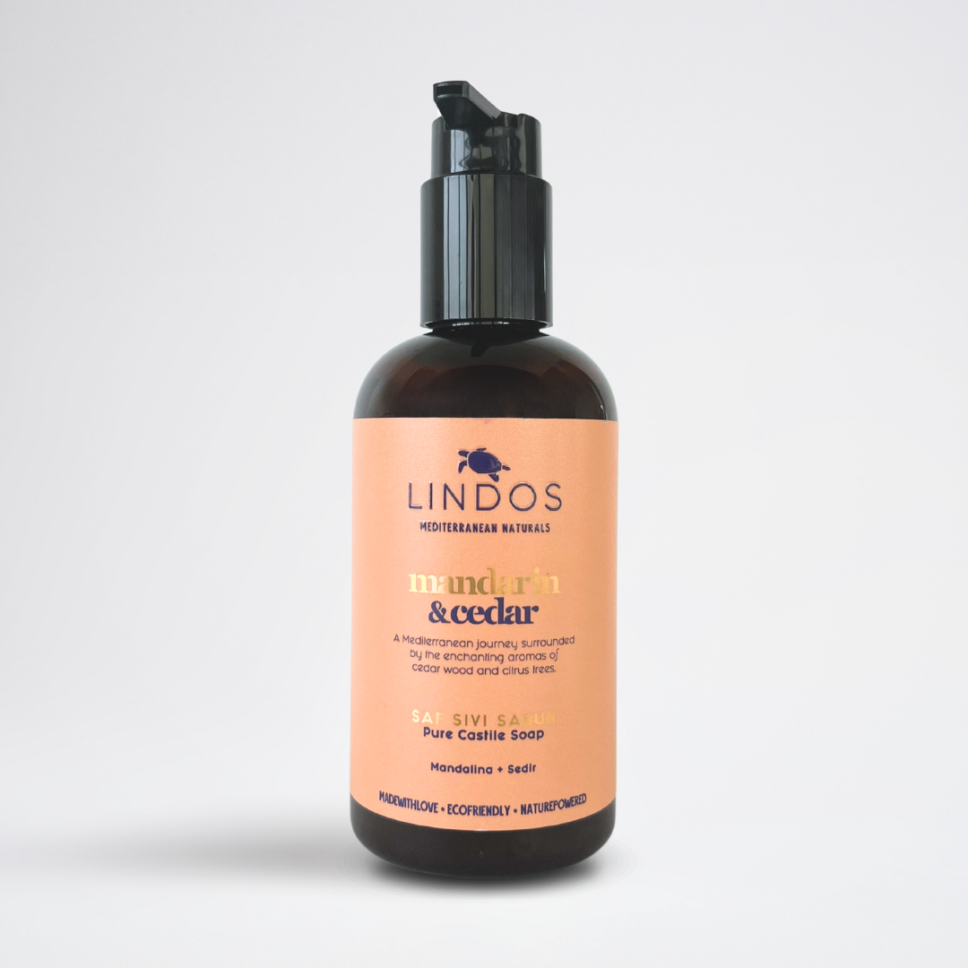 Lindos Naturals Pure Liquid Castile Soap – Mandarin & Cedar – 250 ml