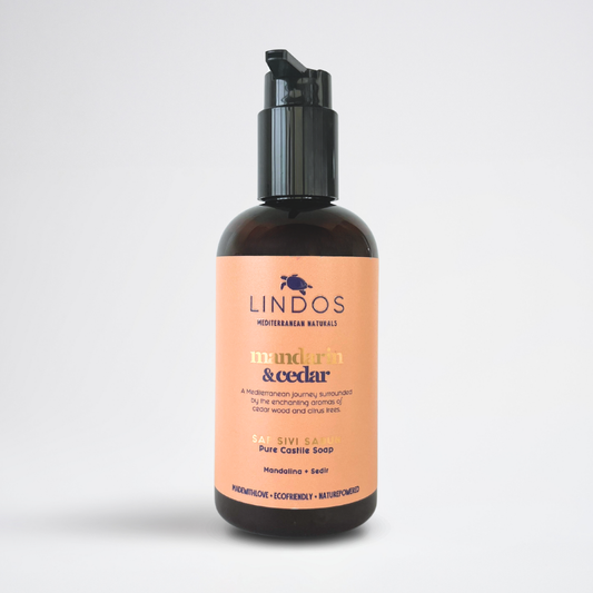 Lindos Naturals Pure Liquid Castile Soap – Mandarin & Cedar – 250 ml