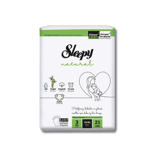 Sleepy Natural Ultra Sensitive Diaper Size 3 Midi 4-9 kg 21 Pieces