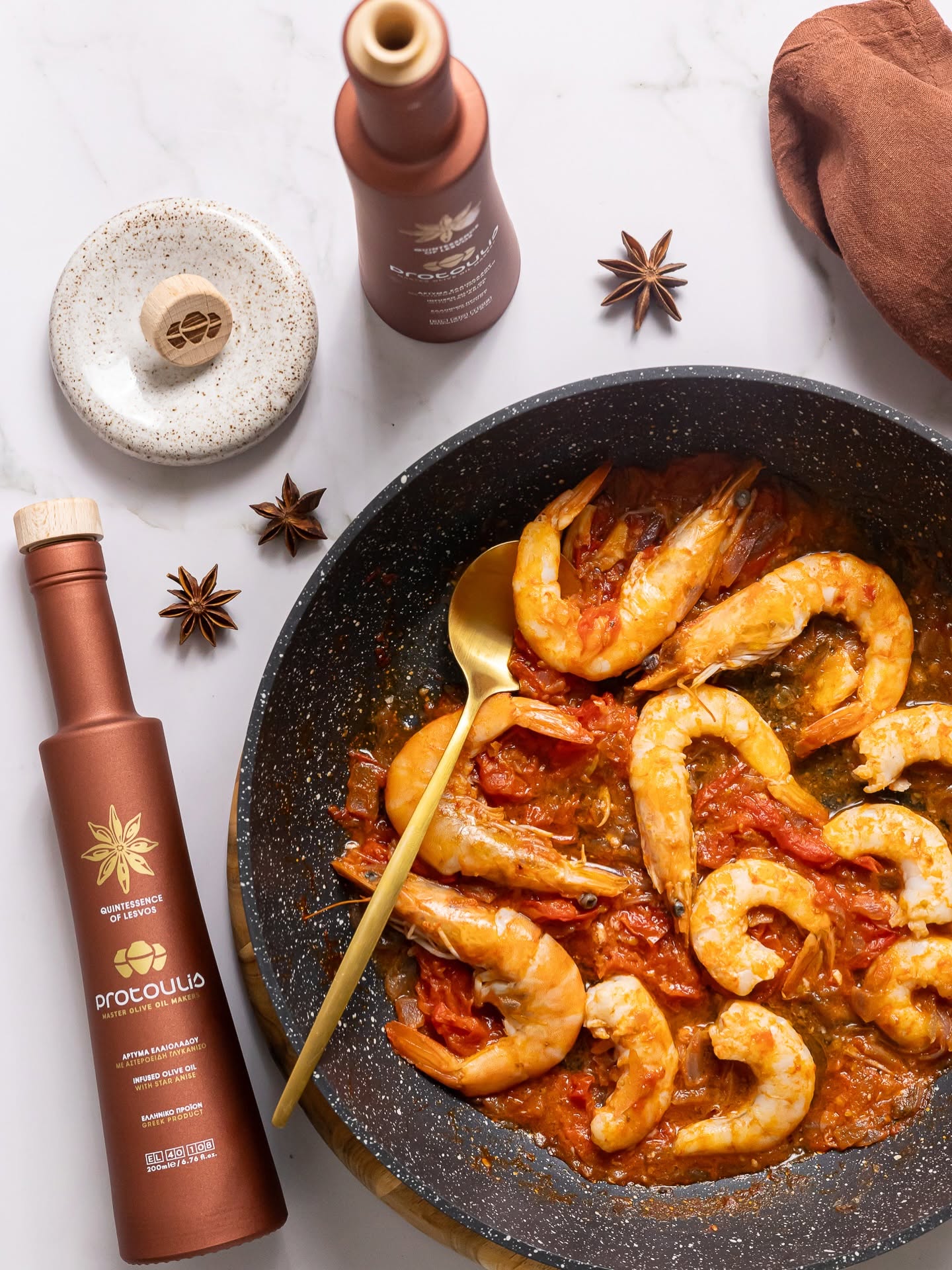 Star anise infused olive oil served with seafood and Mediterranean dishes
